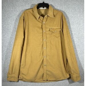 Criquet Corduroy Pearl Snap Shirt Cotton Long Sleeved Sz XL Snap Pocket Gold